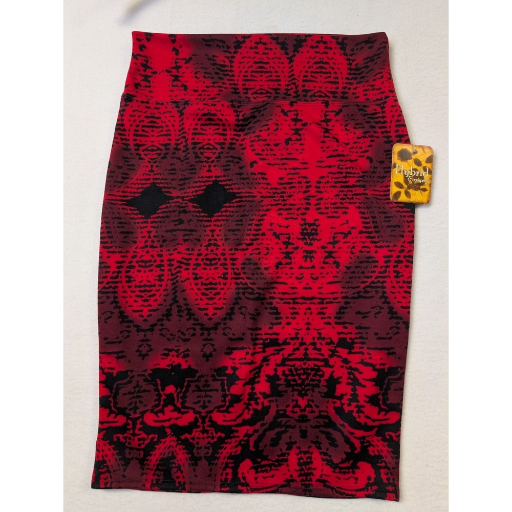 Hybrid Company Bodycon Pencil Skirt XL Red Black Polyester Blend